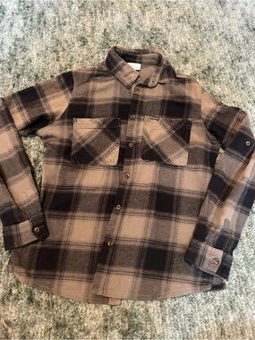 Columbia Women’s Green and Black Plaid Flannel Size Small